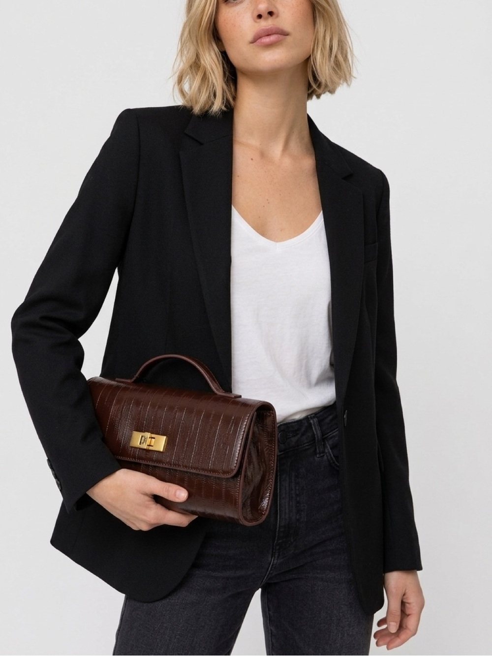 Steve Madden Brown Croc Embossed Shoulder Bag NWT